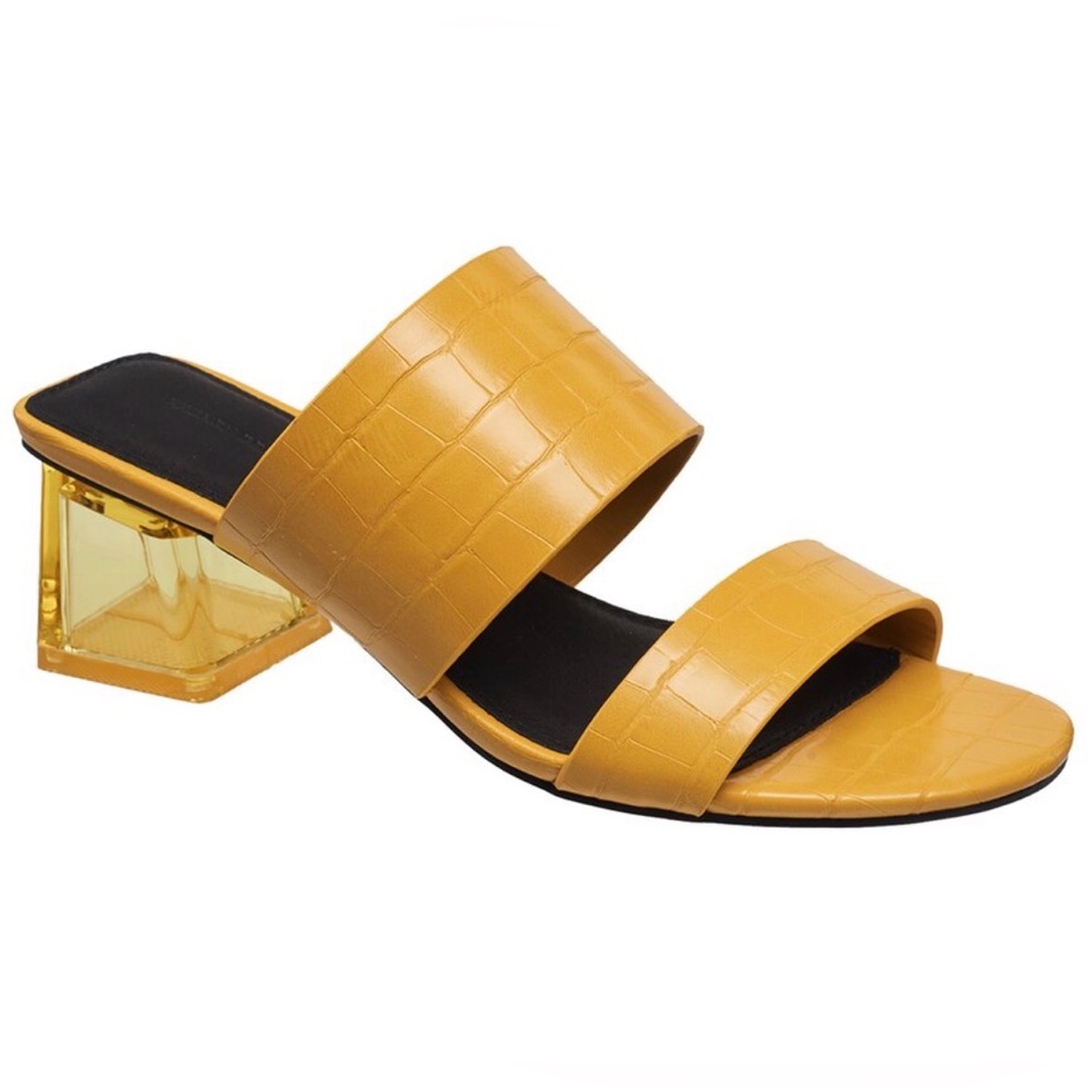 SOLD French Connection Yellow Croc-Embossed Heels